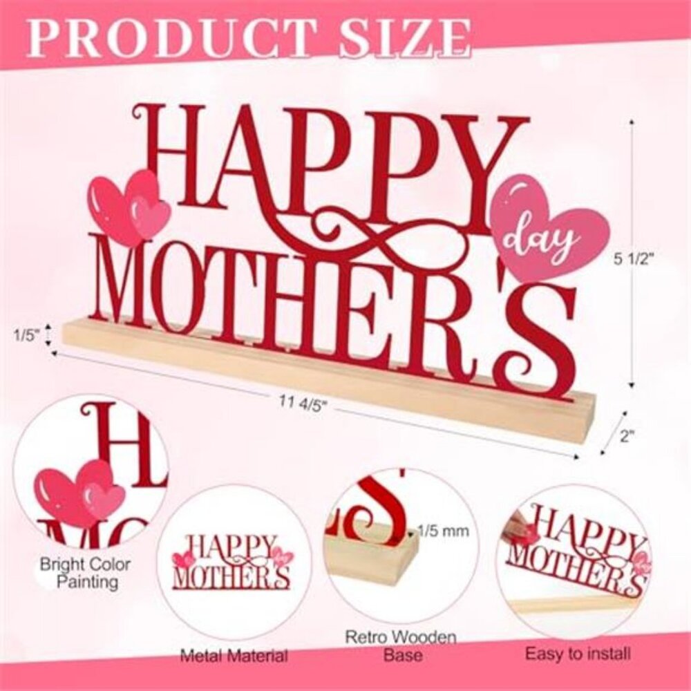 Metal Happy Mother's Day Sign, Mothers Day Decorations Home Shelf - Picture 3 of 6